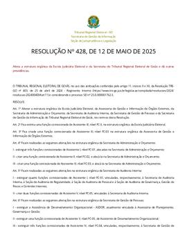 RESOLUÇÃO Nº 428, DE 12 DE MAIO DE 2025 — Tribunal Regional Eleitoral de Goiás.pdf